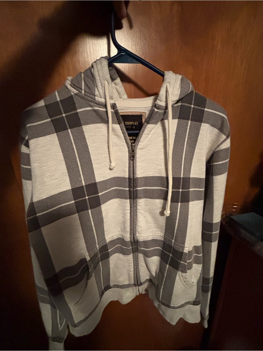 Men’s Casual Gray Plaid Zip-Up Hoodie Sweatshirt